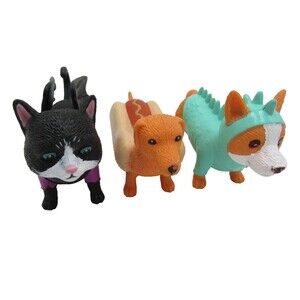 Ankyo Halloween Costume Dogs Dachshund Corgi Black Cat Hard Plastic Figurines